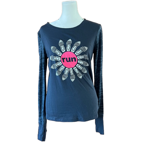 Next Level Apparel White Gray Floral Long Sleeve Tee Shirt - Picture 1 of 4